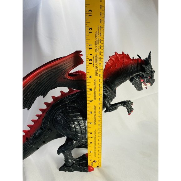 Dragon Large Toy 18 Inch Walking Roaring Moving Dragon-Lighted Red Eyes Black - Picture 4 of 12